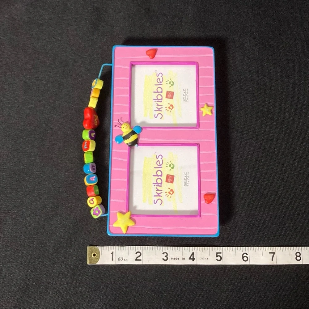 ⭐️ Russ Scribbles Rainbow Beaded Grandma And Me Double 3” x 3” Picture Frame